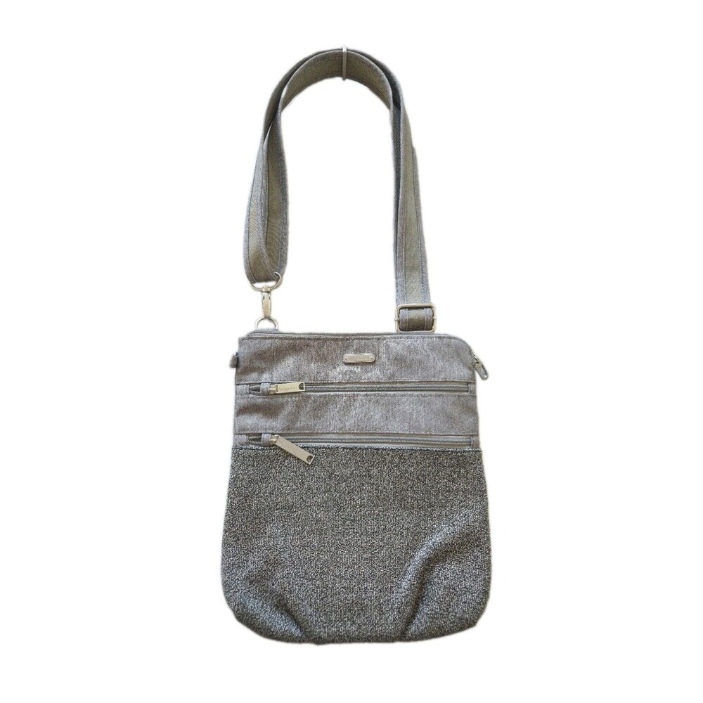 Baggallini Gray Grey Two Tone Crossbody Bag Securtex Anti-Theft Zip RFID Pockets